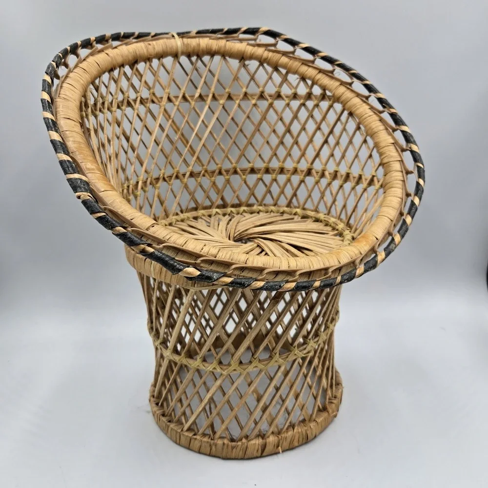 VTG Wicker Peacock Fan Back Rattan Chair 12
